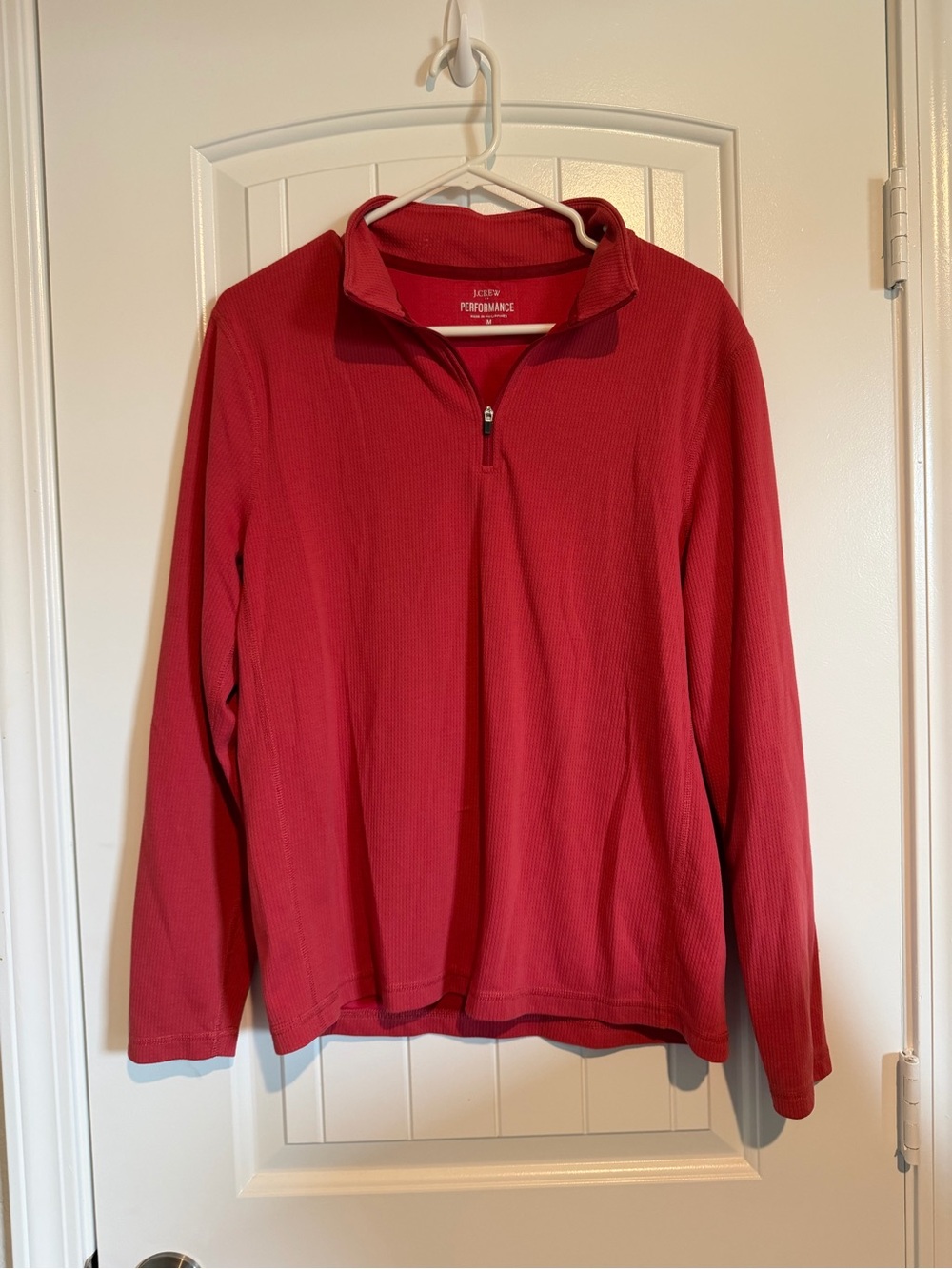 J. Crew Men's Red Half-Zip Performance Sweater